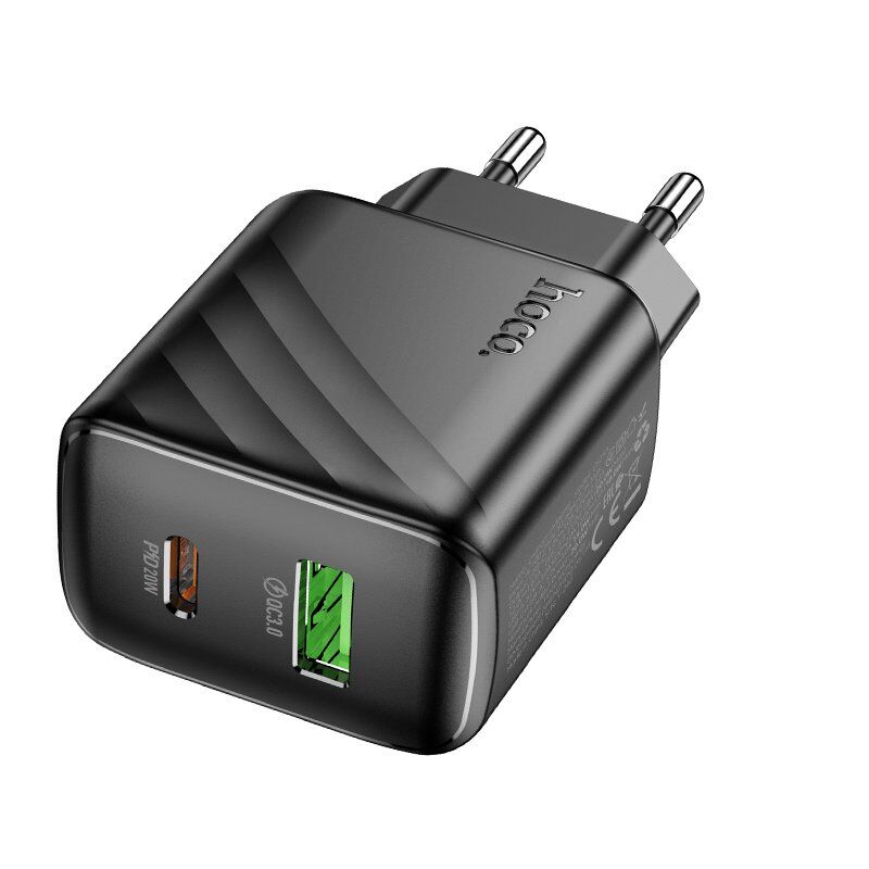 Мережевий зарядний пристрій HOCO CS25A TYPE-C PD 20W + USB QC3.0, чорний