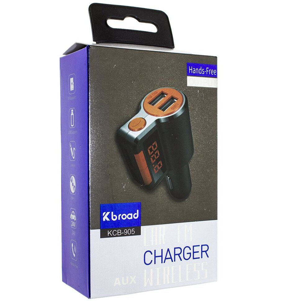 FM модулятор KCB-905 Bluetooth / гучномовець Чорно-помаранчевий