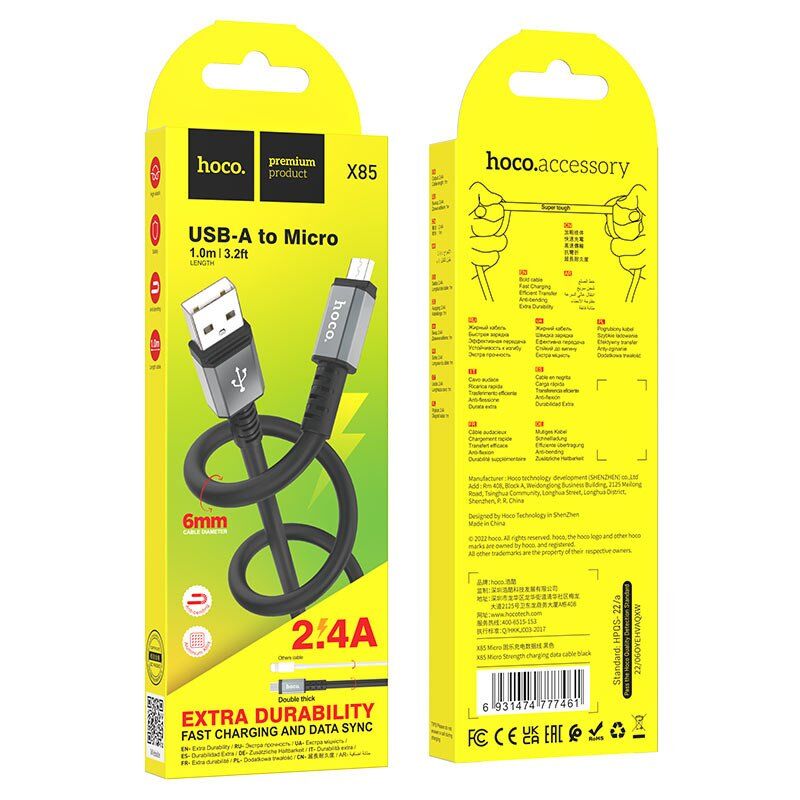 USB кабель HOCO X85 USB - micro USB 1метр, чорний