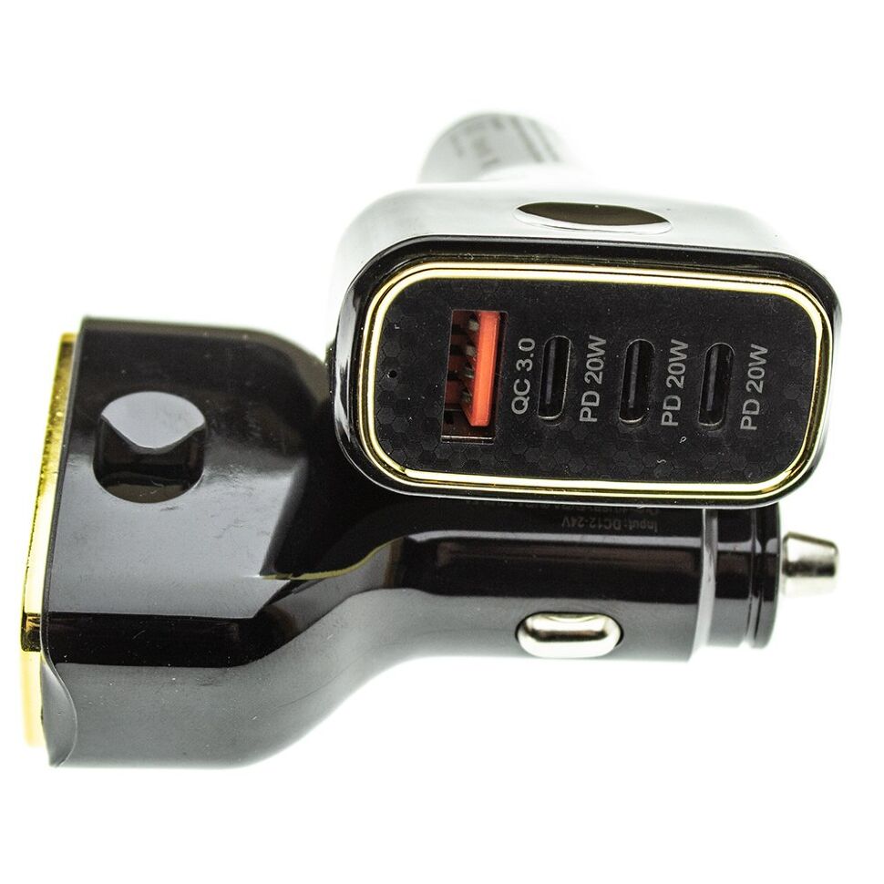Автомобільний зарядний пристрій MEGA 1 USB QC 3.0 + 3 TYPE-C PD 80W без упаковки