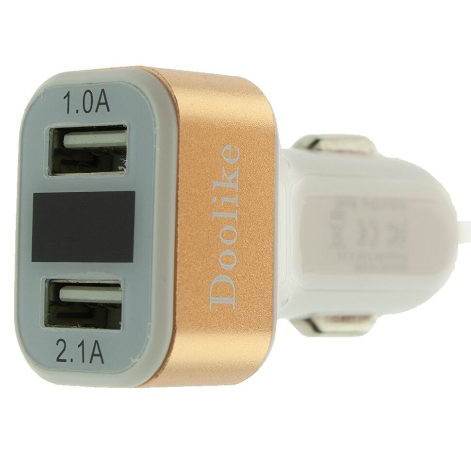 Зарядний пристрій Doolike CCA-18 LCD display 3.1A ЗОЛОТИЙ