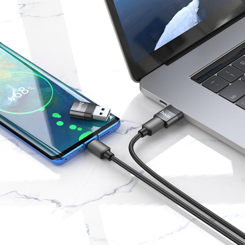 Адаптер HOCO UA17 USB 2.0 (папа) - Type-C (мама), чорний