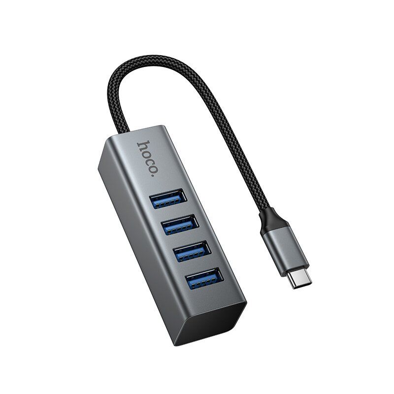 USB HUB HOCO HB1C 4in1 (Type-C to USB 3.0*4), сірий