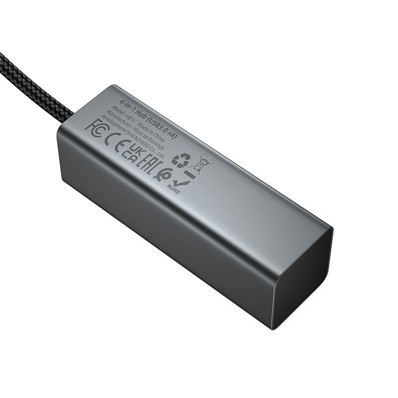 USB HUB HOCO HB1C 4in1 (Type-C to USB 3.0*4), сірий