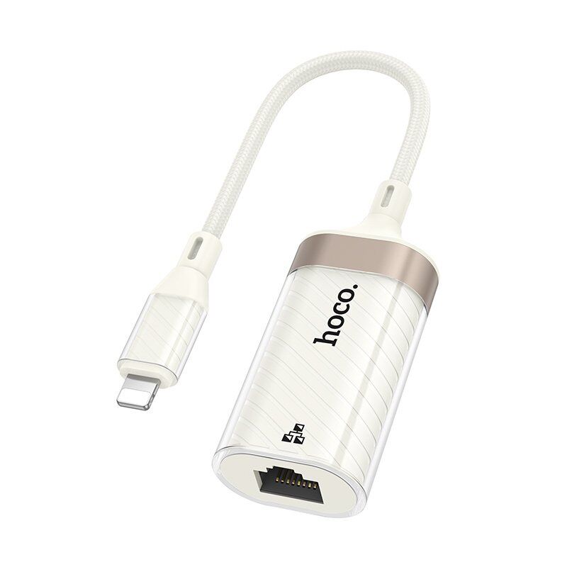 Адаптер HOCO UA41A Crystal (Lightning - RJ45), Ethernet 100 Mbps, абрикосовий
