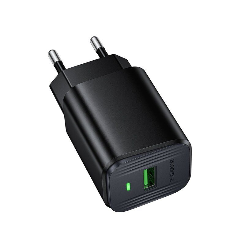 Мережевий зарядний пристрій Borofone BAS82A USB QC3.0, чорний