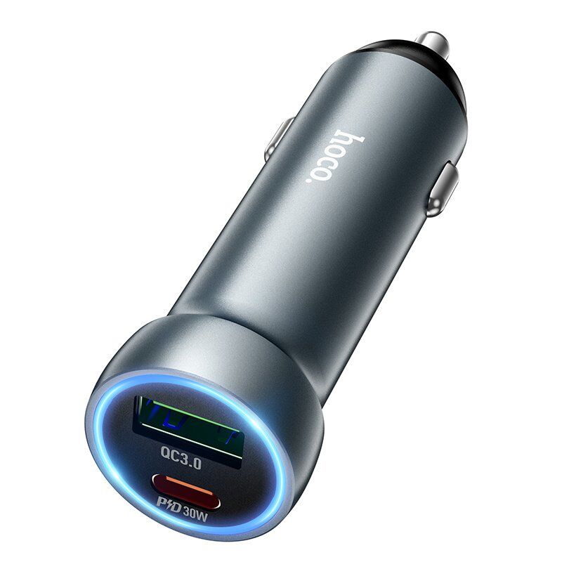 Автомобільний зарядний пристрій HOCO Z54A Type-C PD 30W + USB QC3.0, чорний