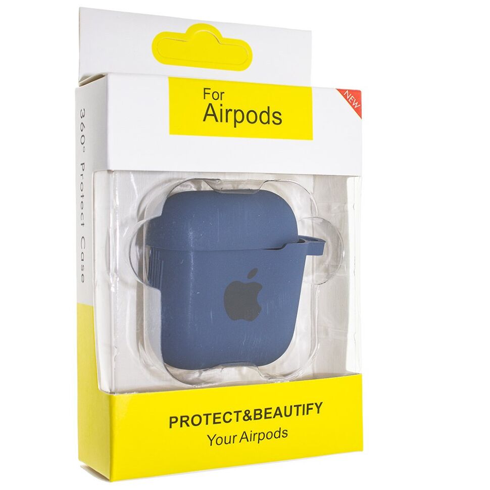Чохол для Apple AirPods 2 з карабіном NEW (з лого яблуко) з'єднаний