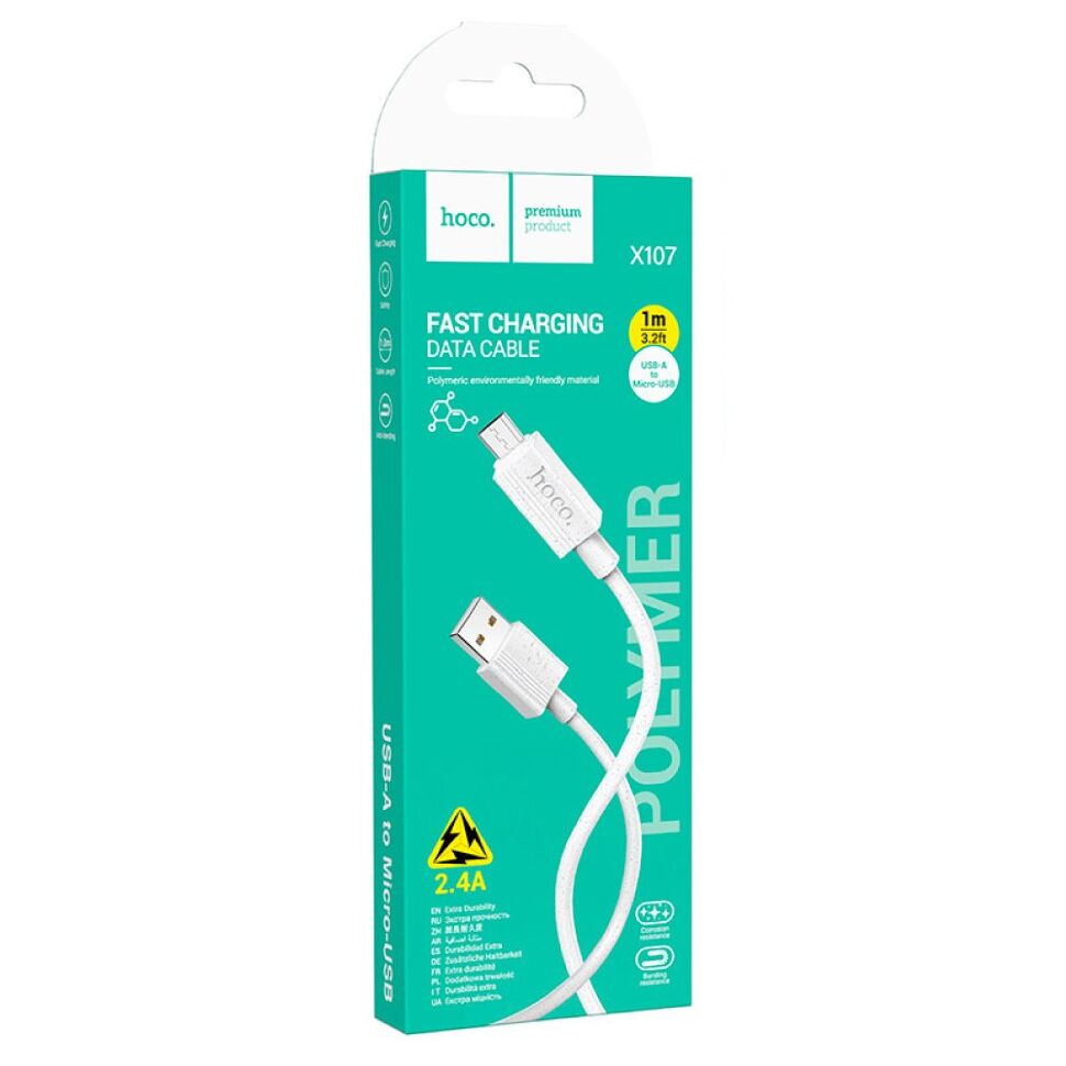 USB кабель HOCO X107 USB - micro USB 1м білий