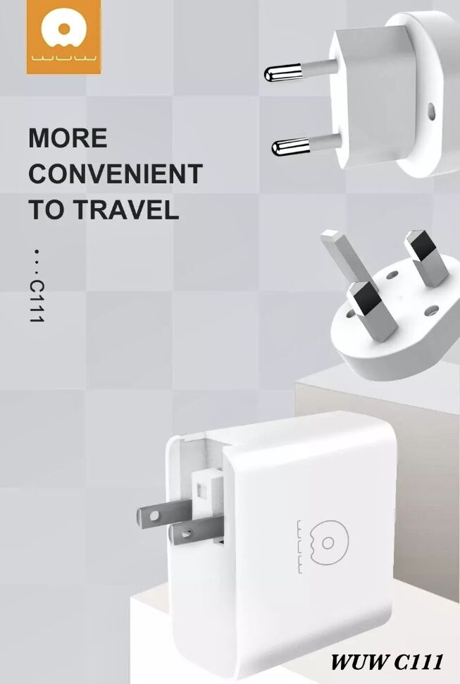 Мережевий зарядний пристрій WUW C111 PD 3 USB + 1 TYPE-C PORTS 48W БІЛИЙ