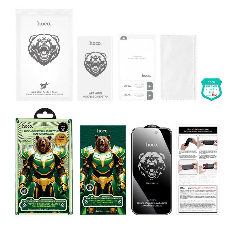 Скло для телефону HOCO A888 Plus Bear Shield Anti Spy для APPLE iPhone 16 Pro / iPhone 17 6.3"