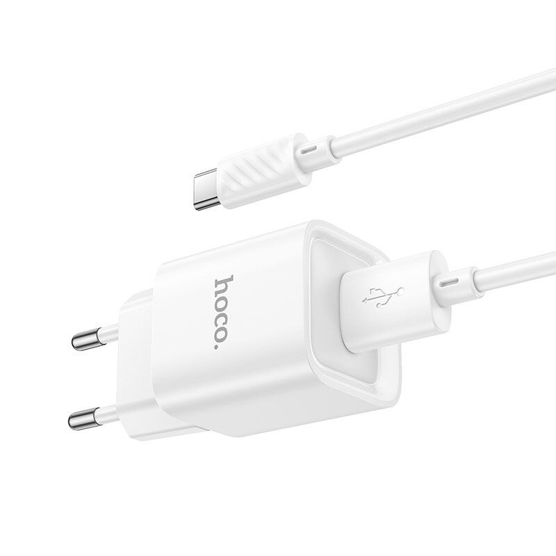 Мережевий зарядний пристрій HOCO C145A USB QC3.0 + кабель USB - TYPE-C, БІЛИЙ