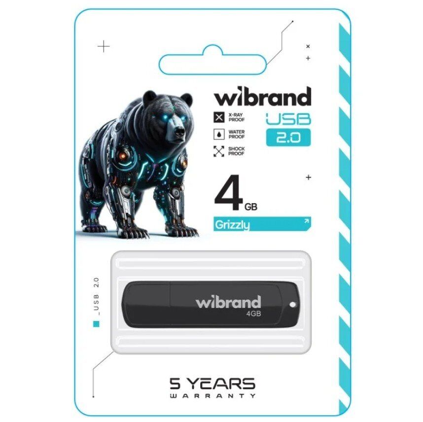 Флеш-накопичувач Wibrand USB 2.0 Grizzly 4Gb Black