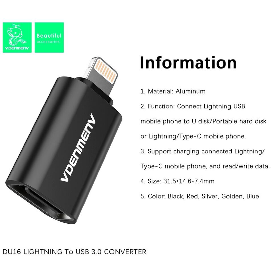 OTG DENMEN DU16 LIGHTNING to USB 3.0 CONVERTOR