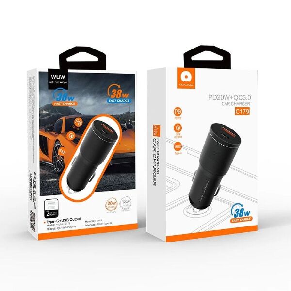 Автомобільний зарядний пристрій WUW C179 USB + TYPE-C 38W (96)