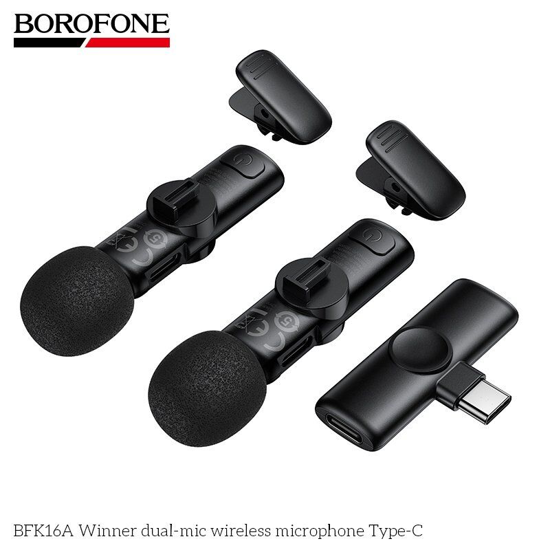 Бездротовий мікрофон BOROFONE BFK16A Winner dual-mic wireless microphone Type-C