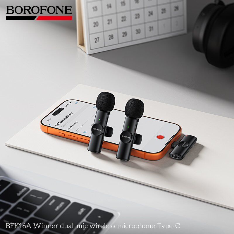 Бездротовий мікрофон BOROFONE BFK16A Winner dual-mic wireless microphone Type-C