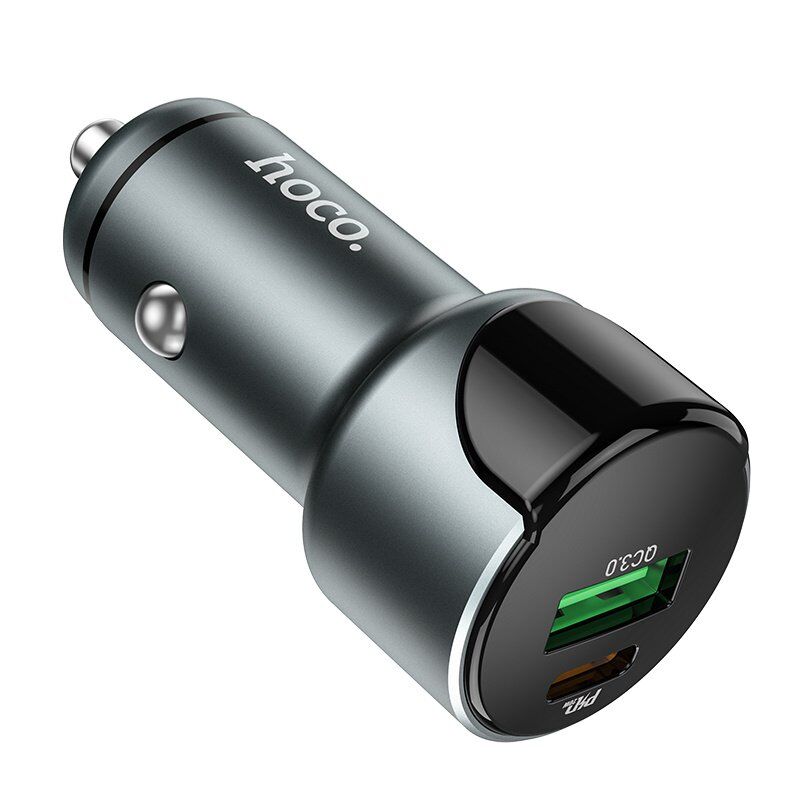 Автомобільний зарядний пристрій HOCO Z42 PD 20W TYPE-C / USB QC 3.0, сірий