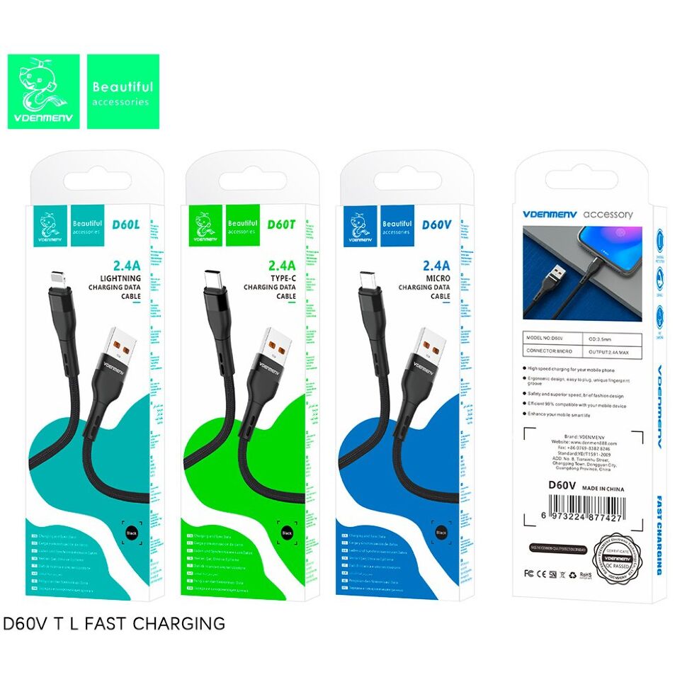 Кабель USB Denmen D60T USB - Type-C (2.4A)