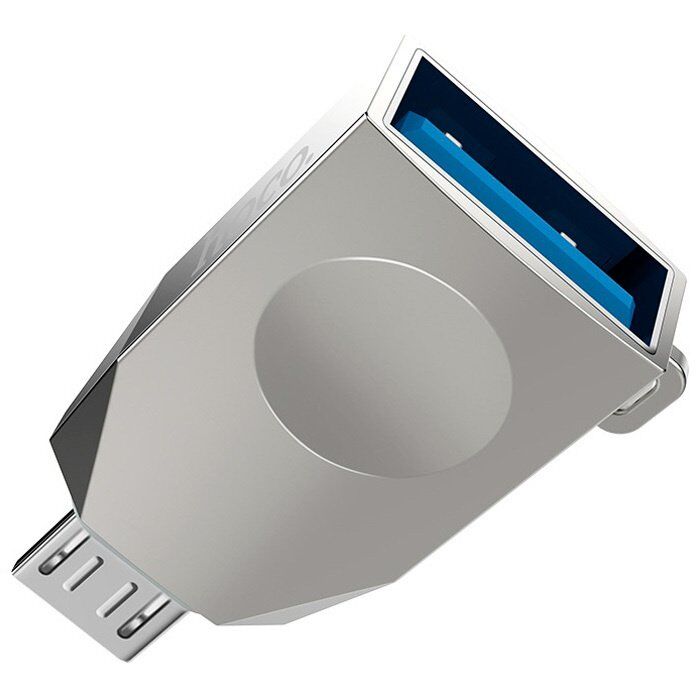 OTG-адаптер HOCO UA10 USB-A (мама) на Micro-USB (тато), PEARL NIKEL