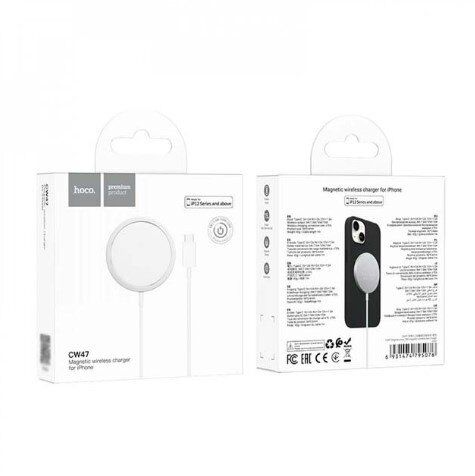 Бездротовий зарядний пристрій HOCO CW47 Magnetic Wireless Charger для iPhone (15W), білий