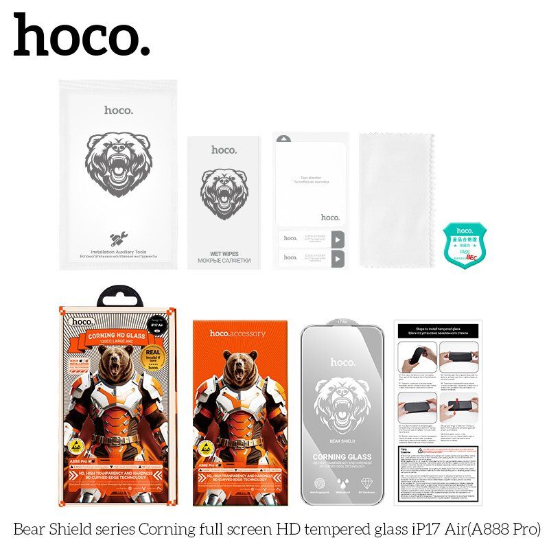 Захисне скло HOCO A888 Pro Bear Shield Corning HD для телефону APPLE iPhone 17 AIR