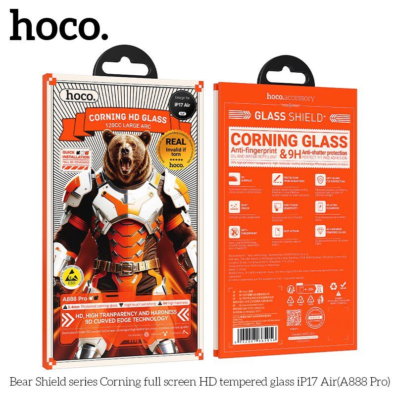 Захисне скло HOCO A888 Pro Bear Shield Corning HD для телефону APPLE iPhone 17 AIR