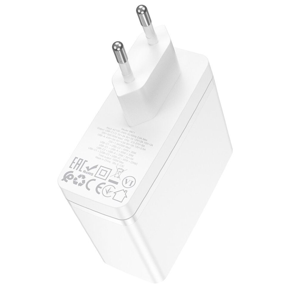 Мережевий зарядний пристрій BOROFONE BN11 100W PD Type-C*2 + USB QC3.0