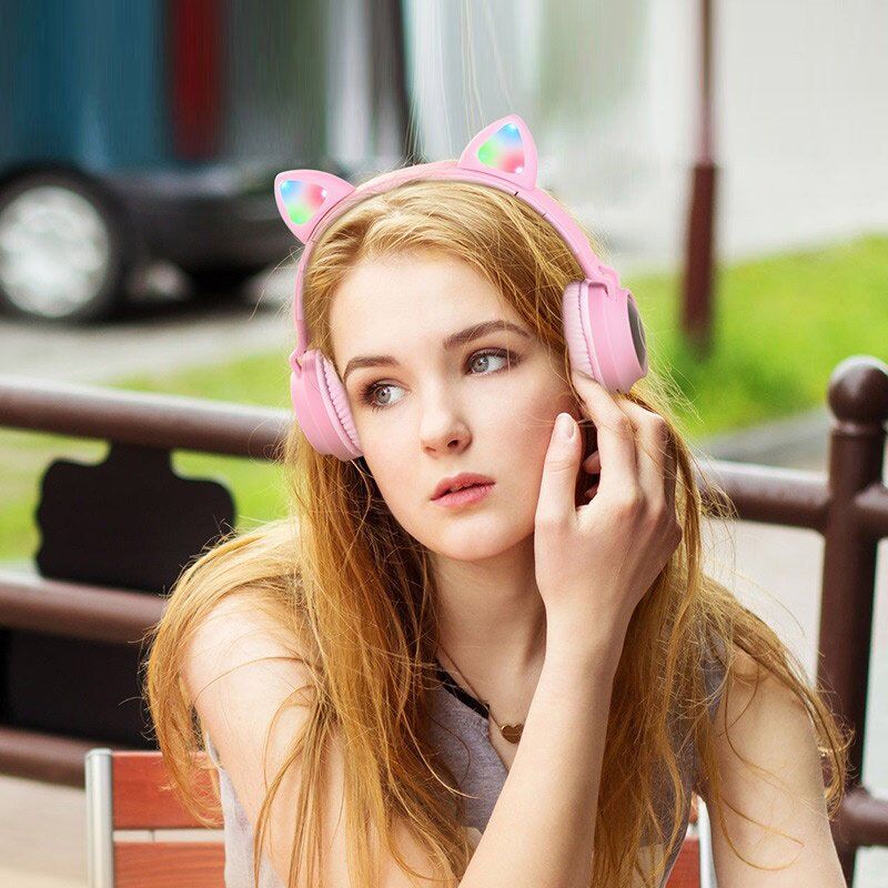 Бездротові повнорозмірні навушники HOCO W27 Cat Ear, рожева