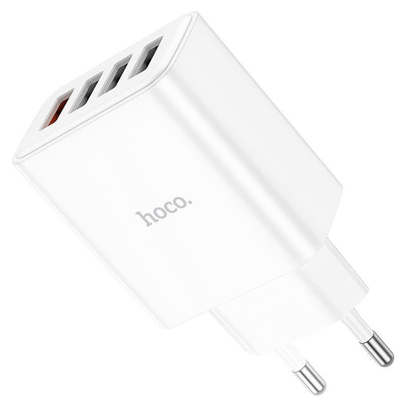 Мережевий зарядний пристрій HOCO C102A QC3.0 28.5W USB×4, білий
