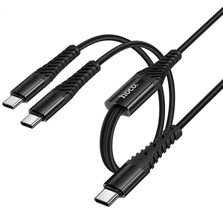 USB-C кабель HOCO X123 Victory 2-in-1 charging cable (C to C + C), чорний