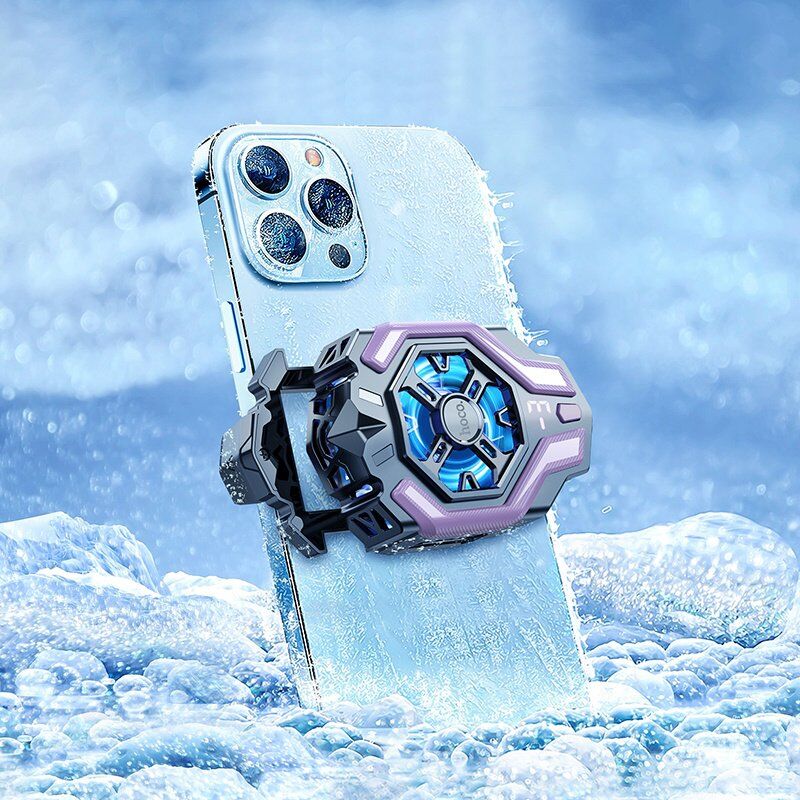 Охолоджувач для смартфона HOCO GM26 Fast Cooling Mobile Phone Cooler з підсвіткою, чорний/фіолетовий
