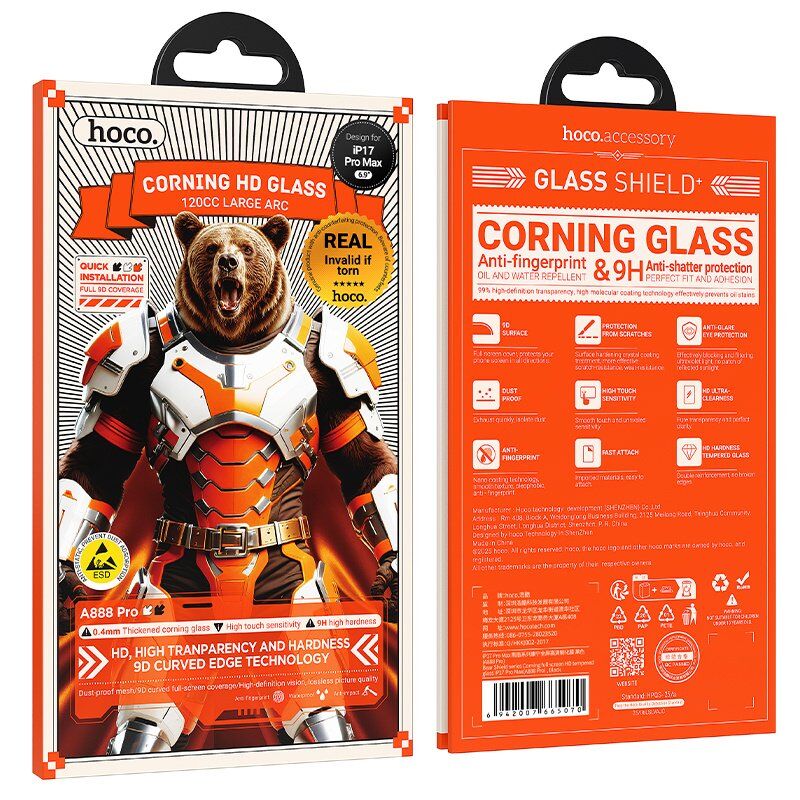 Скло для телефону HOCO A888 Pro Bear Shield Corning HD APPLE iPhone 17 PRO MAX