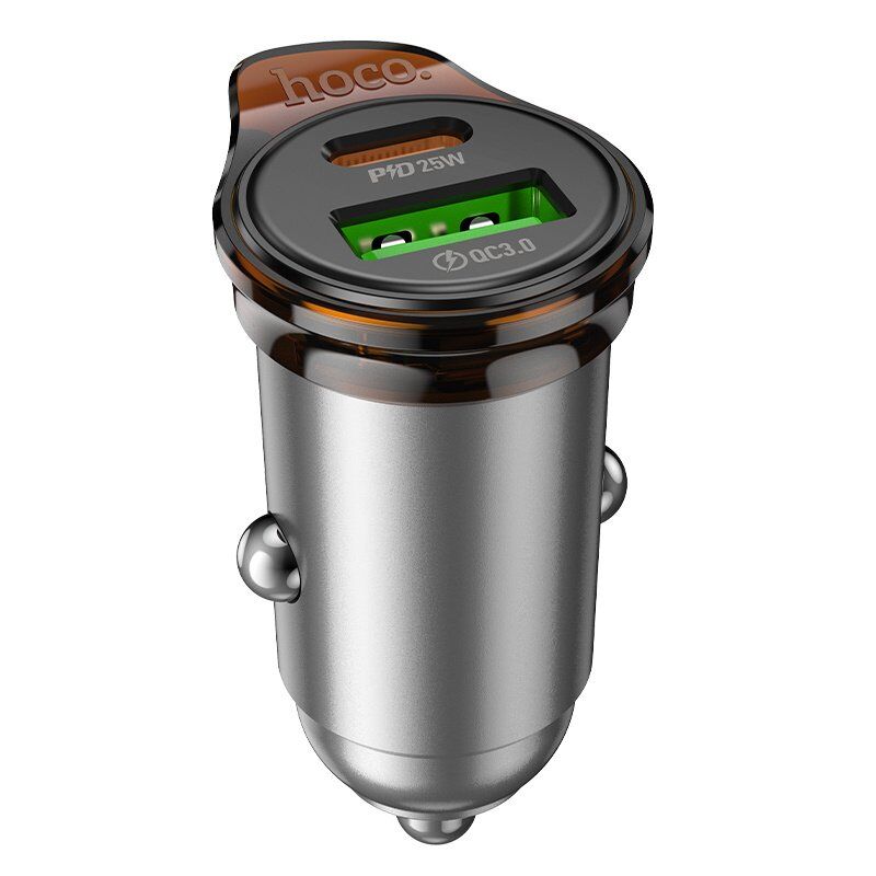 Автомобільний зарядний пристрій HOCO NZ16A Rigorous 43W PD25W + QC3.0, сірий