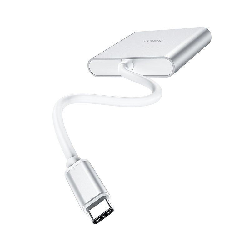 Адаптер-концентратор HOCO HB14 Easy Use Type-C - USB3.0 + HDMI + PD, алюминиевый корпус (серый)
