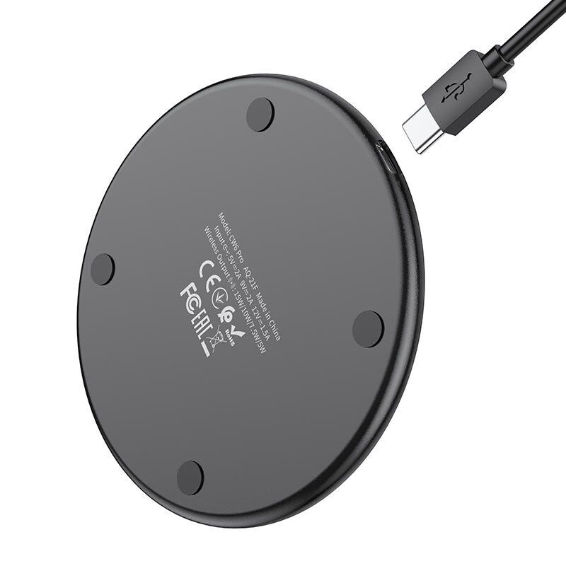 Бездротовий зарядний пристрій HOCO CW6 Pro Ultra-Thin Wireless Fast Charger 15W, чорний