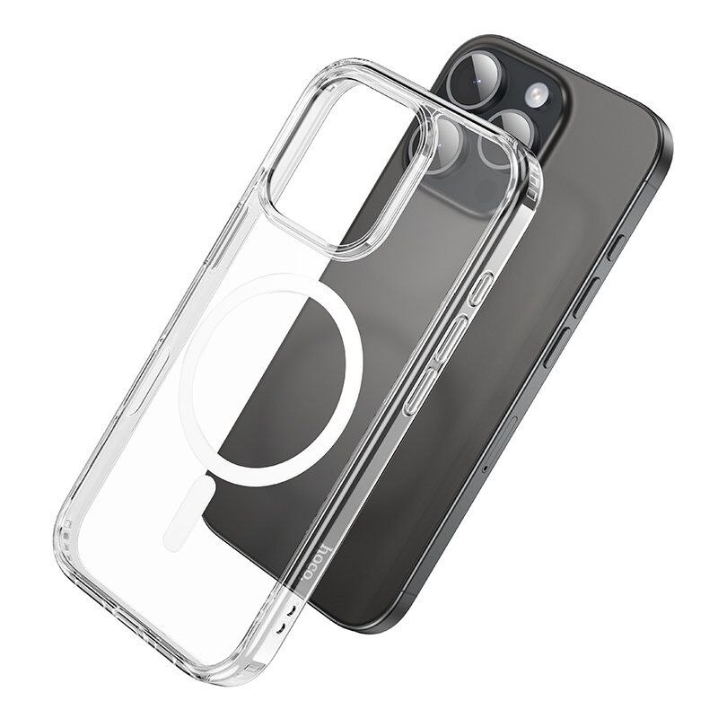 Силіконова накладка HOCO протиударна з MagSafe для APPLE iPhone 15 PLUS 6,7", прозорий