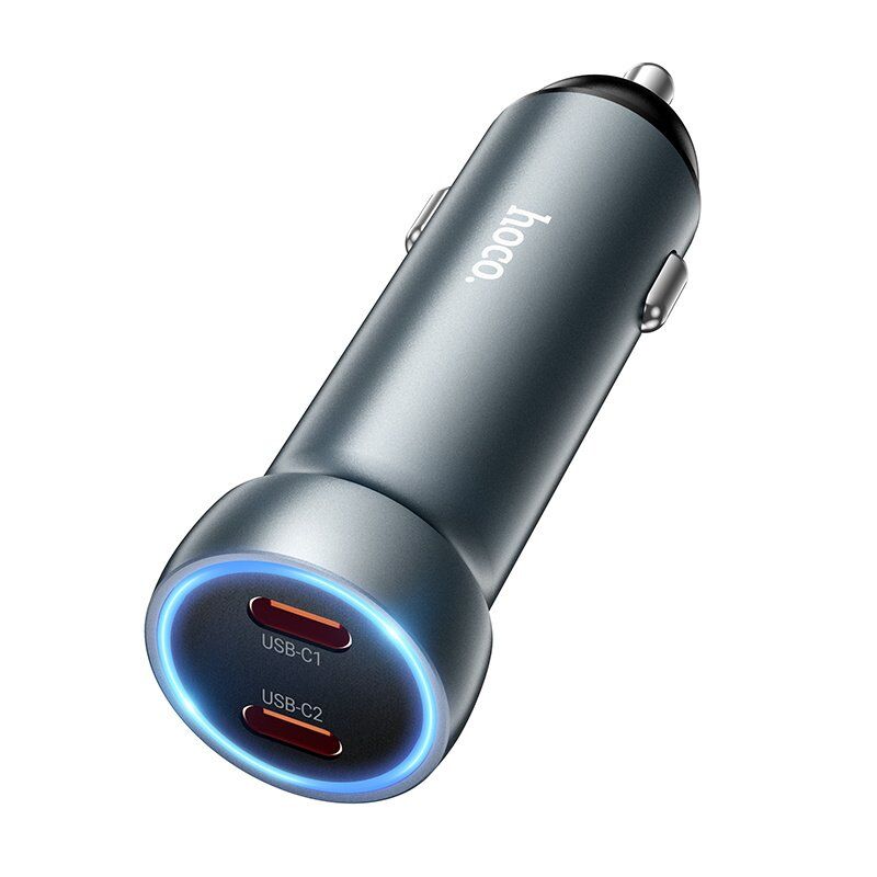 Автомобільний зарядний пристрій HOCO Z54B PD 60W 2*Type-C, сірий