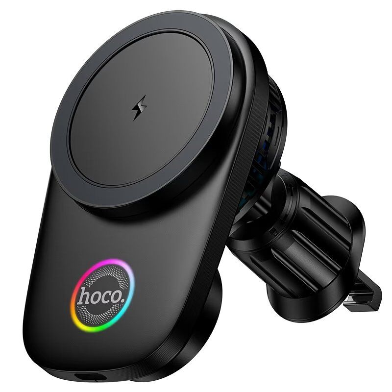 Автомобільний тримач HOCO HW36 із бездротовою зарядкою 15W та охолодженням, чорний
