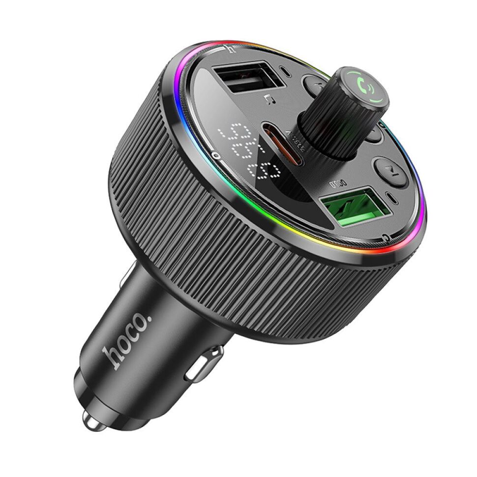 FM трансмітер HOCO E82 Guerrero Bluetooth з швидкою зарядкою USB-C PD 30W + 1USB QC3.0 18W з гучним зв'язком ЧОРНИЙ