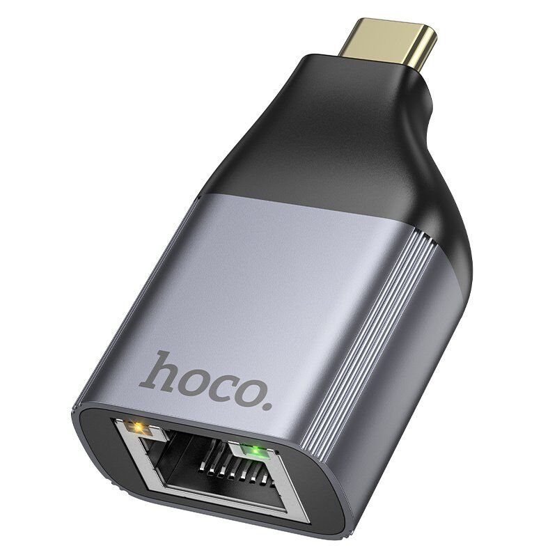 Перехідник HOCO UA35 Type-C - RJ45, сірий