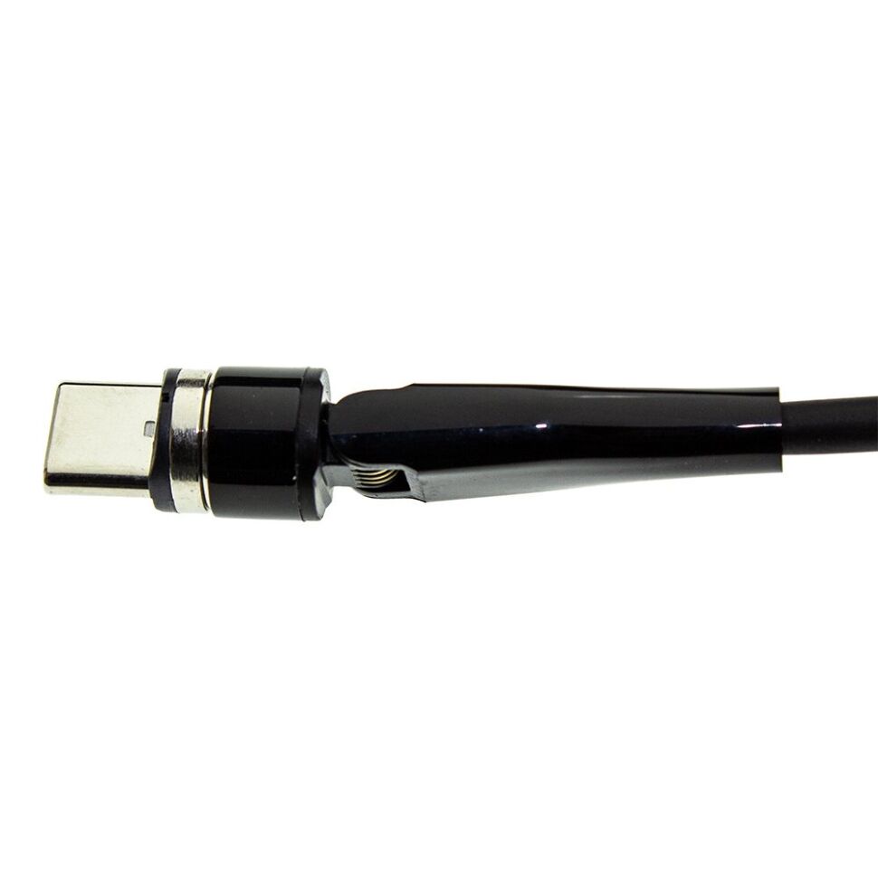 Кабель USB Магнітний круглий 90° 3в1: Lightning/Micro/Type-C 1 метр ЧОРНИЙ 3А 4-х контакний