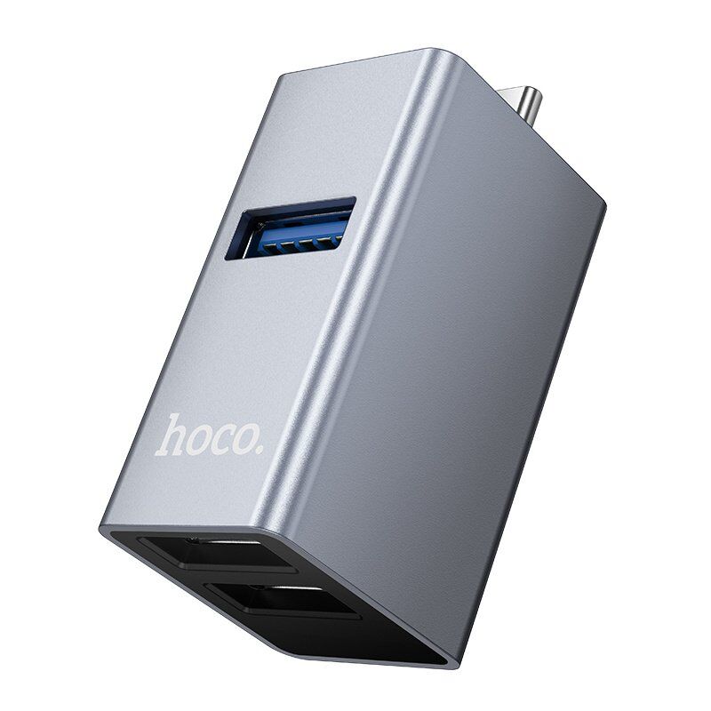 USB HUB HOCO HB54A 3in1 (Type-C to USB2.0*2+USB3.0) (сірий)