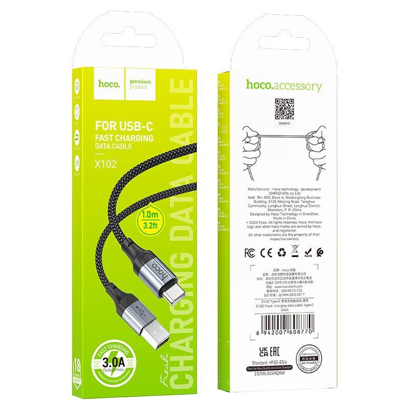 USB кабель HOCO X102 USB - Type-C 1м чорний