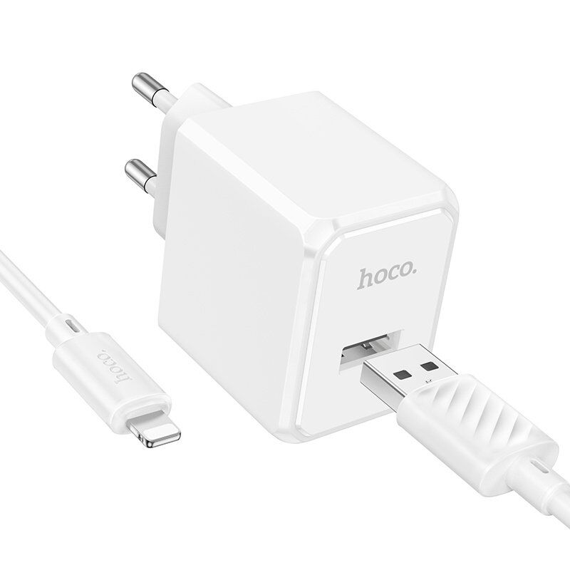 Мережевий зарядний пристрій HOCO CS11A USB 2.1A + кабель USB - Lightning, білий