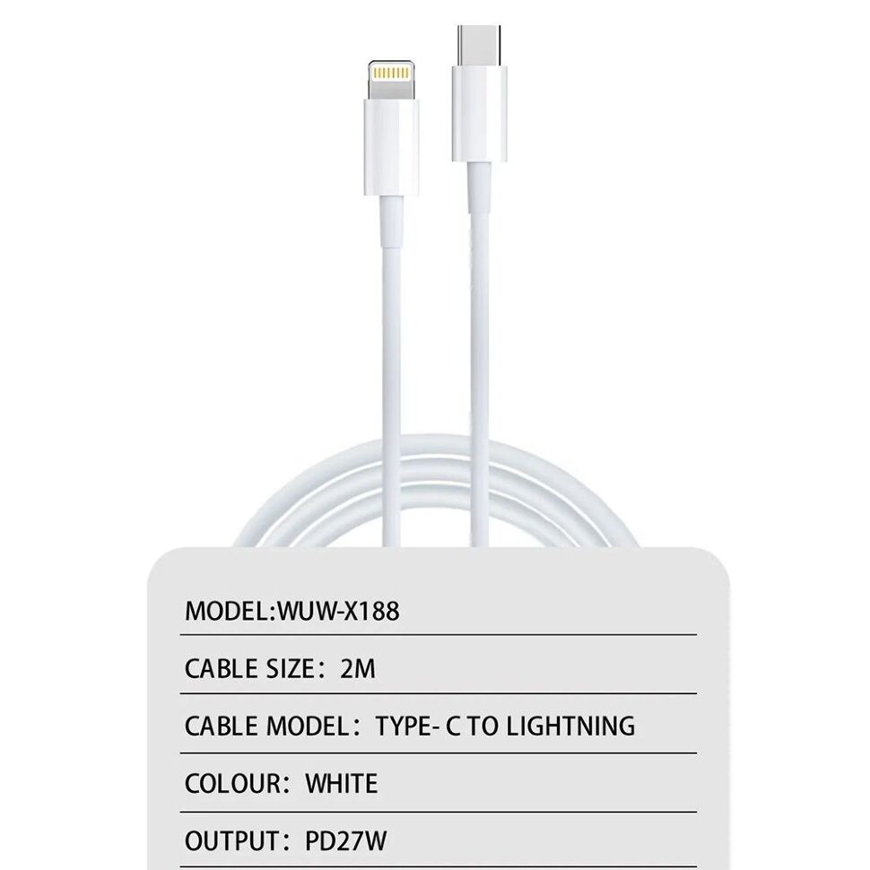 Кабель USB-C WUW X188 Type-C - Lightning 27W PD 2 метри (45)
