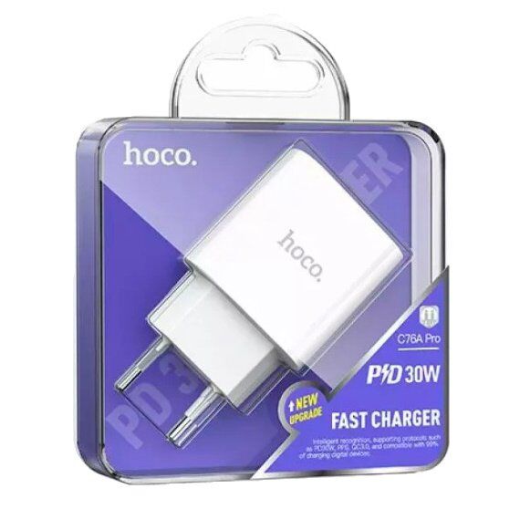 Мережевий зарядний пристрій HOCO C76A PRO TYPE-C PD 30W, білій