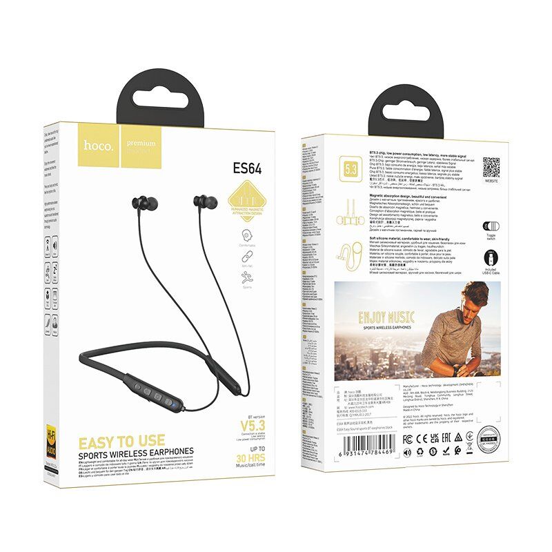 Беспроводная гарнитура HOCO ES64 Sports Wireless Earphones, чорний