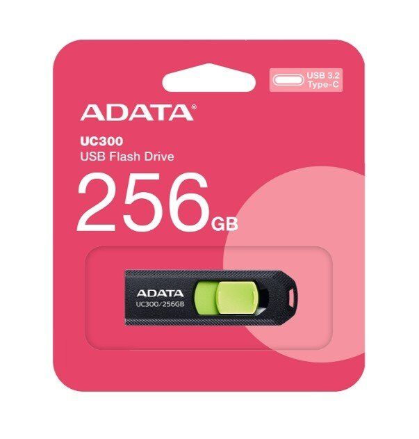 USB флеш 256GB Adata USB 3.2 Gen1 UC300 Type-C Black/Green